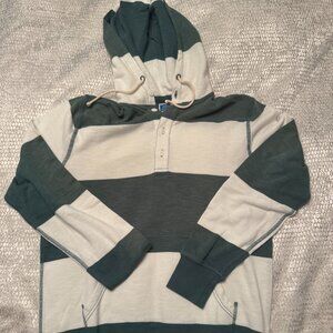 J. Crew Striped Cotton Knit Hoodie Medium